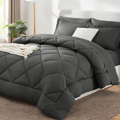 Three-Piece Quilted Solid-Color Bedding Set