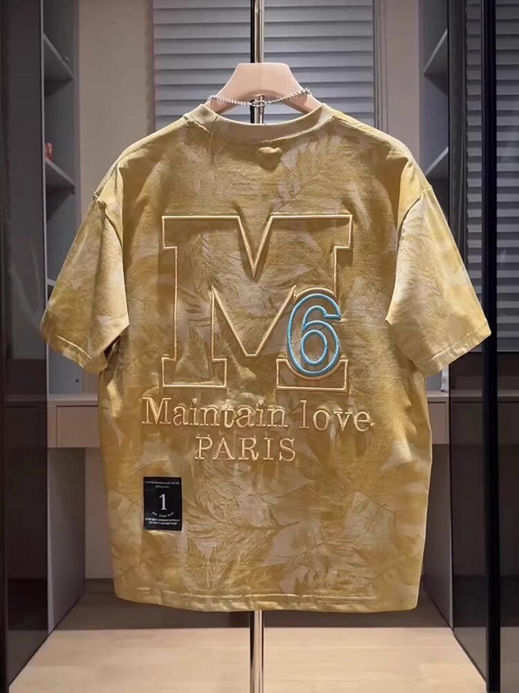 Retro Tie-Dye Embroidery T-Shirt