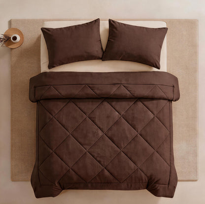 Three-Piece Quilted Solid-Color Bedding Set