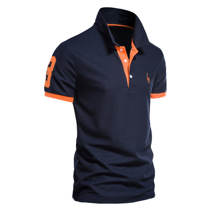 Mesh-collar men's T-shirt