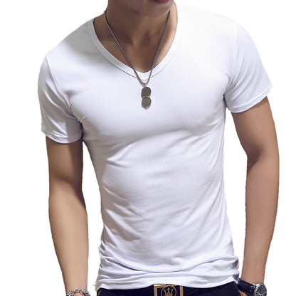 Mens Short Sleeve T-Shirt Solid Color Slim Fit