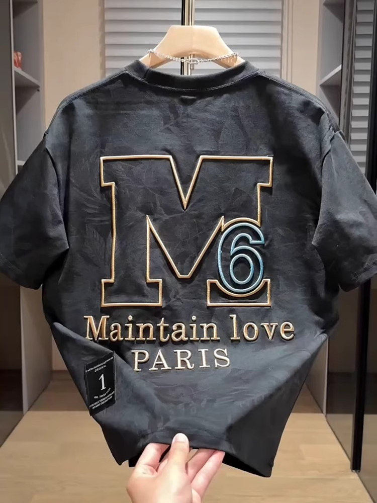 Retro Tie-Dye Embroidery T-Shirt