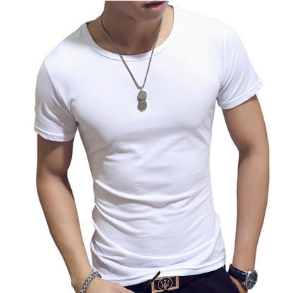 Mens Short Sleeve T-Shirt Solid Color Slim Fit