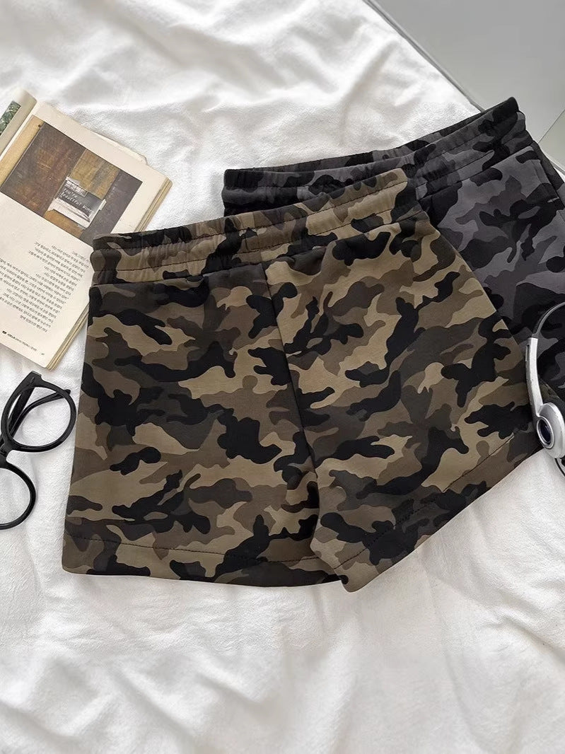 Womens Drawstring Waist Camouflage Shorts