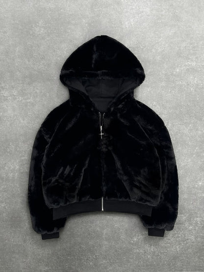 Men's double-layer zip-up hooded sweatshirt