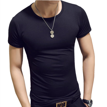 Mens Short Sleeve T-Shirt Solid Color Slim Fit