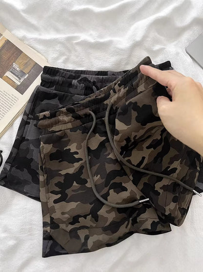 Womens Drawstring Waist Camouflage Shorts